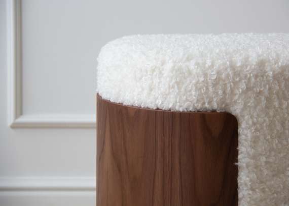 Банкетка Lagom 100 см (белый мех, орех)