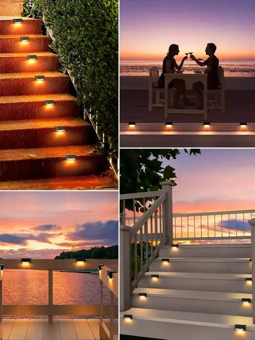 Уличный светильник на солнечной батарее, черный 8штук в комплекте