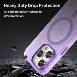 Мягкий усиленный чехол фиолетового цвета с поддержкой MagSafe для iPhone 14 Pro, серия Frosted Magnetic