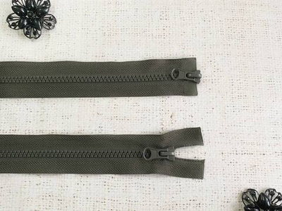 Молния трактор T5, L 100 см, 2 бегунка, тёмный хаки