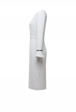 Платье-футляр серое с кристаллами "Swarovski" 46-19 SS