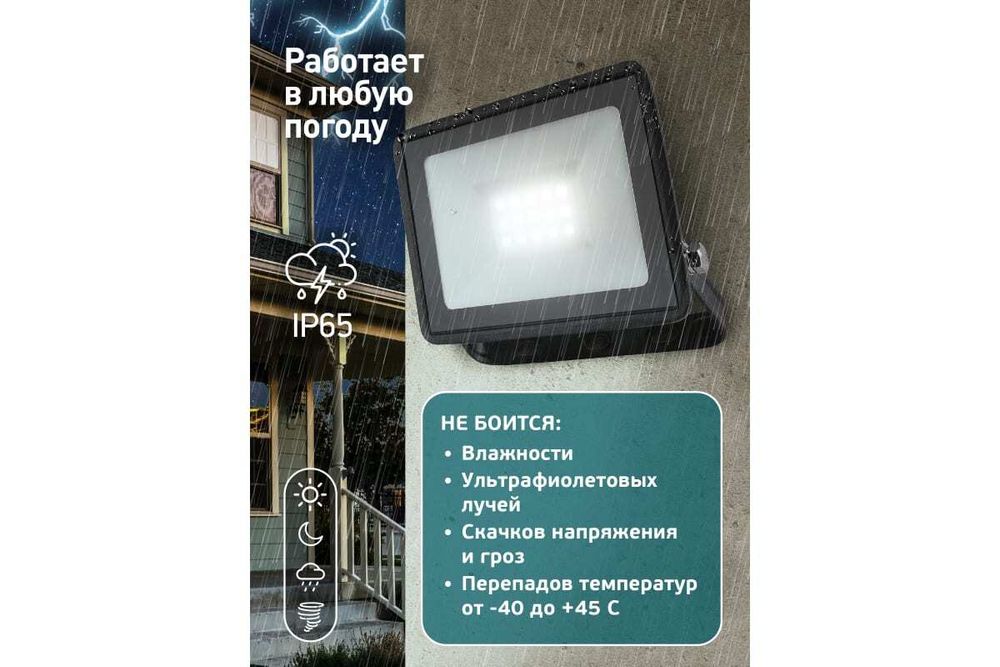 Прожектор светодиодный ЭРА 20Вт 6500К 1600Лм 103х99х23,5 IP65, 5468897