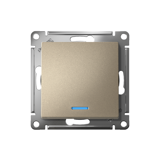Выключатель 1-кл. СП AtlasDesign 10А IP20 (сх. 1а) 10AX с подсветкой механизм шампань SE ATN000513