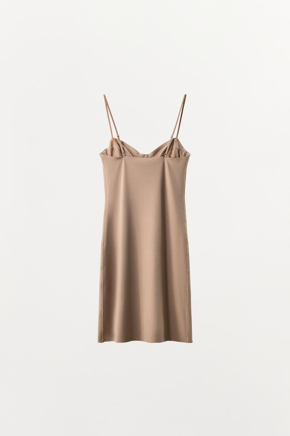 ZARA МИНИ-ПЛАТЬЕ ИЗ СМЕСОВОГО ПОЛИАМИДА, БЕЖЕВЫЙ