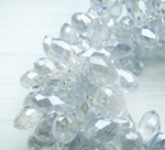 БК021ДН612 Хрустальные бусины-капли, цвет: серый AB прозрачный, размер 6х12 мм, 15 шт.