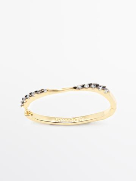 Massimo Dutti Серьги со стразами, золотистый