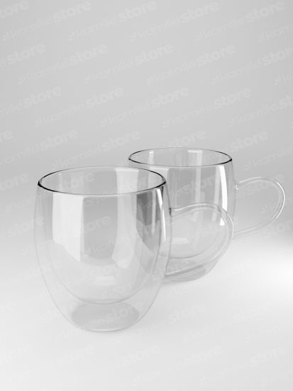 Набор стеклянных чашек 2 шт. 250 мл. Kamille KM 9010 с двойными стенками