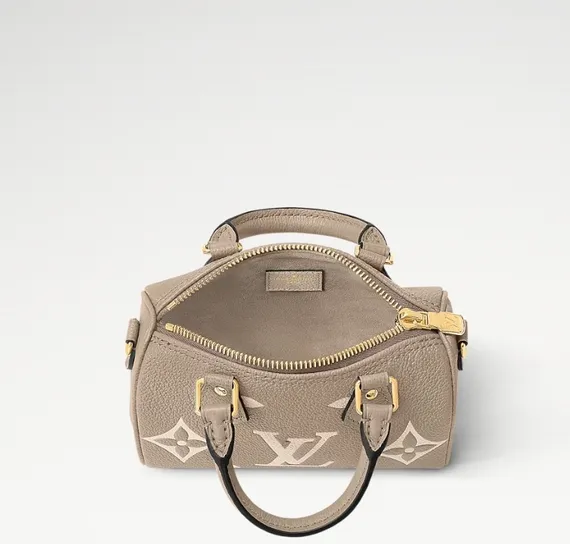 Сумка Louis Vuitton Speedy с плечевым ремнем серый/кремовый
