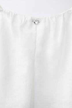 ZARA ЛЬНЯНОЙ ТОП, БЕЛЫЙ