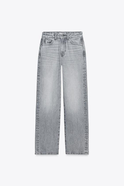 ZARA ДЖИНСЫ Z.03 REGULAR FIT С ВЫСОКОЙ ПОСАДКОЙ И УДЛИНЕННЫМИ БРЮЧИНАМИ, СВЕТЛО-СЕРЫЙ