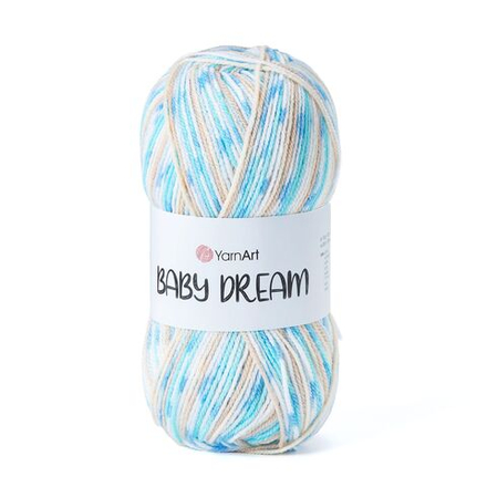 Беби Дрим (Baby Dream) пряжа YarnArt 100%акрил 5х100г/300м (5245 св.бирюзовый-бежевый-белый-голубой)