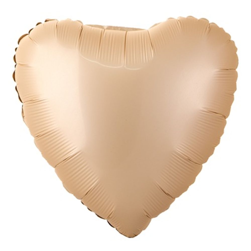 G Шар Сердце 18" / 46 см, сатин бежевый Nude (БГ-15)