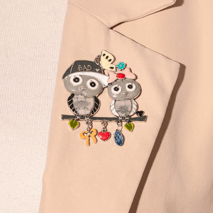Брошь Shadore Совы XZ0531.2 BW/S