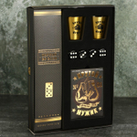 Подарочный набор мужской «Крутой мужик»: карты, домино, стопки 2 шт х 30 мл, кости игральные 4 шт