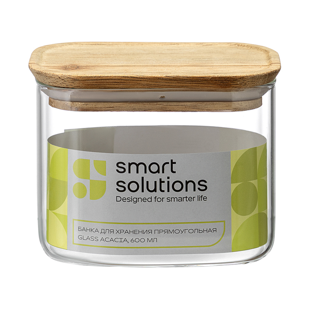 Банка для хранения прямоугольная glass acacia, 600 мл