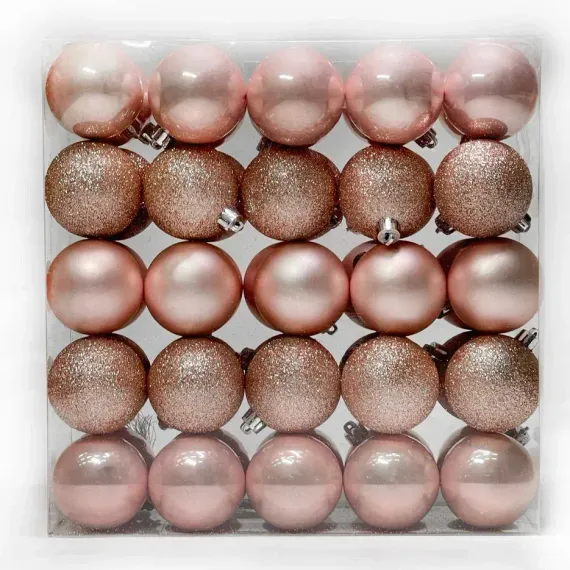 Набор пластиковых шаров Подарок Эльфа 60 мм., розовый перламутр, 50 шт., Christmas DeLuxe (89712)