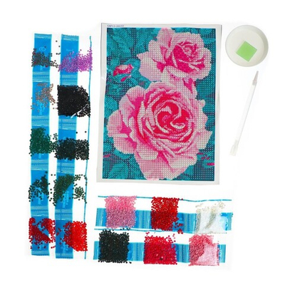Алмазная вышивка с полным заполнением "Розы на кусте" 15*21 см, на холсте 5498155