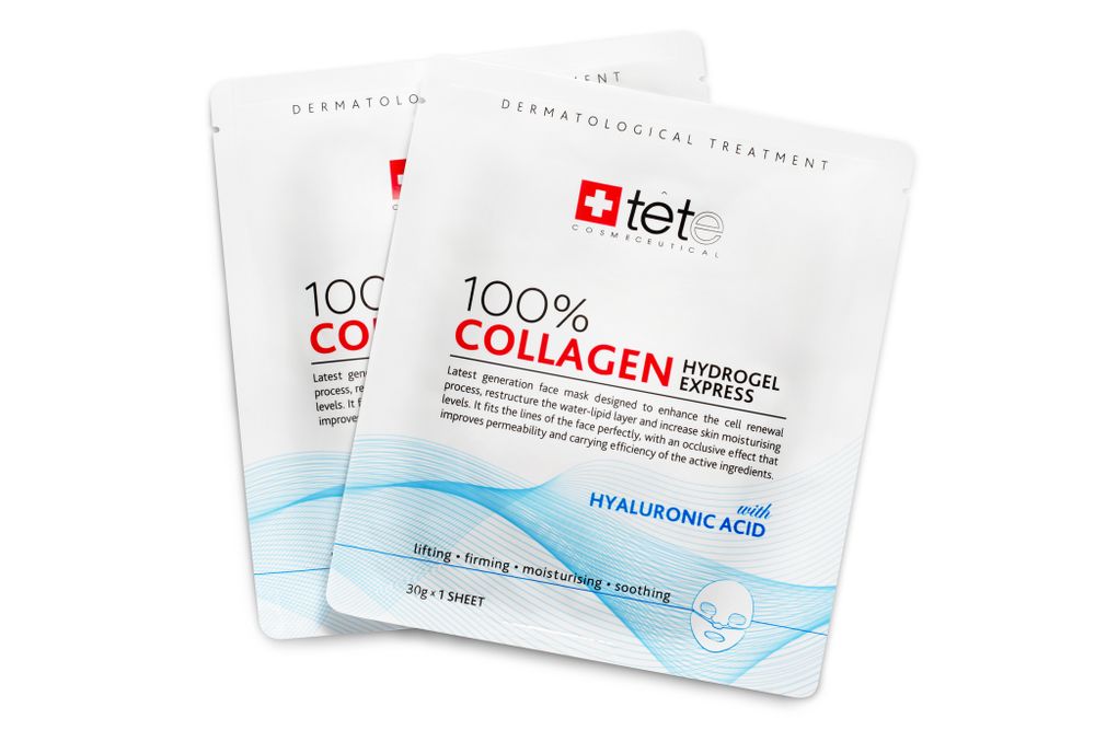 Гидроколлагеновая маска 100% моментального действия, 1 саше / TETe 100% Collagen Hydrogel Mask