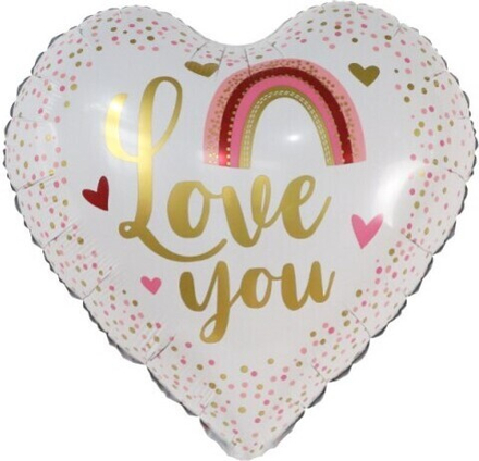 Шар (18""/45 см) Сердце, I Love You, белый с конфетти, 1 шт. З43