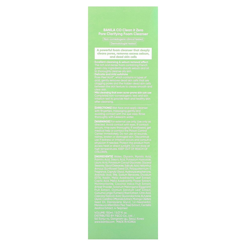 Banila Co, Clean It Zero, очищающая пенка для очищения пор, 150 мл (5,07 жидк. унц.)