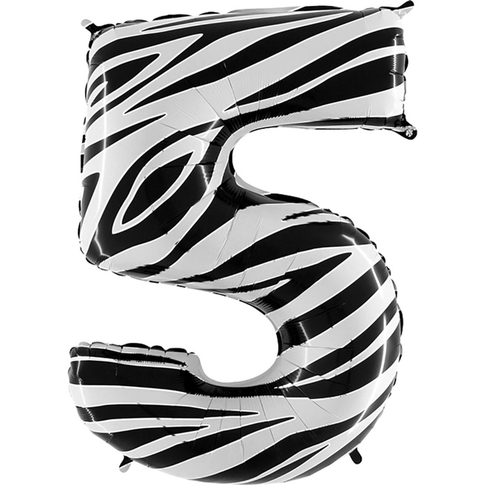 Шар Фольгированный Цифра 5 Zebra (Ассорти)