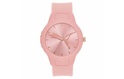 PUMA Reset V2 Series Wrist Watch Quartz Movement Resin Strap Pink Watch Dial Women"s Watch 50m Water Resistant