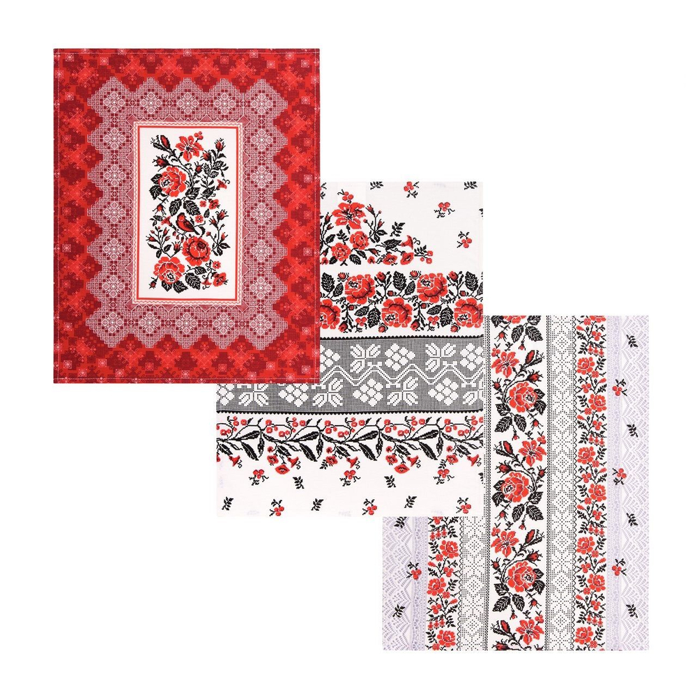 Набор кухонных полотенец, 3 шт , 45х60 см , рогожка