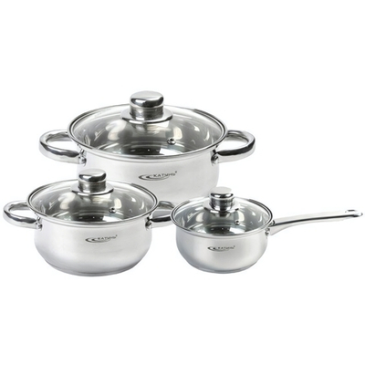 Набор кастрюль 6пр ЛИРА (1,6л+2,2л+3,2л) (1/2) KT-CP-001