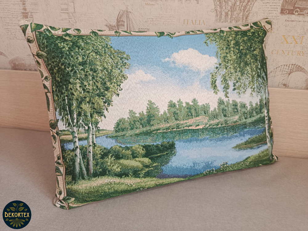 Декоративная гобеленовая наволочка для интерьерной подушки Озеро 68х47