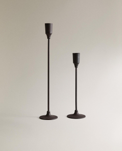 Zara Home Подсвечник из латуни, цвет чёрный, 23 см