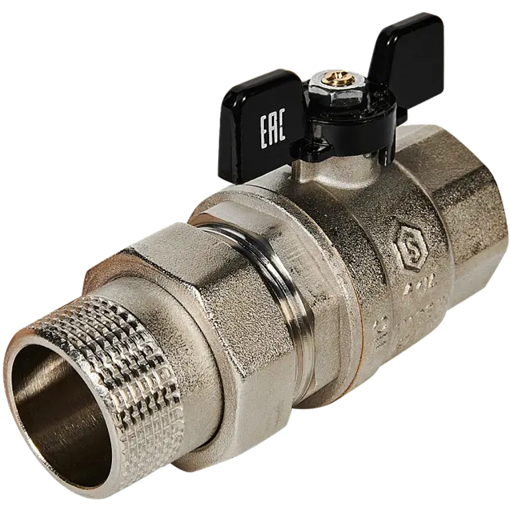 Кран шаровой STOUT полнопроходной 1 1/4" с американкой (бабочка)