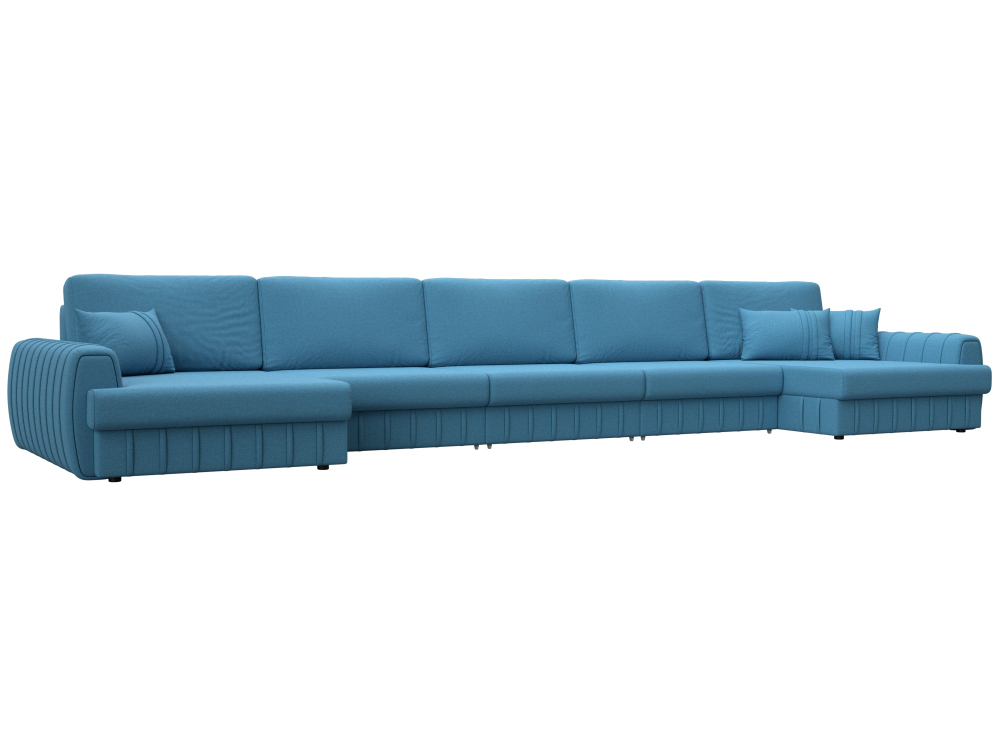 Диван П-образный Лига-057 НПБ МегаЛонг, Амур 10 голубой, Рогожка, 129353
