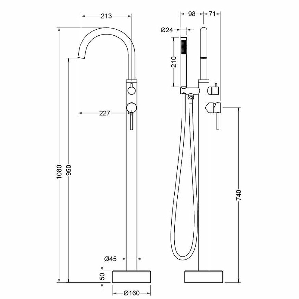 Смеситель для ванны Aquatek Европа AQ1345CR Хром