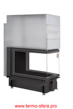 Каминная топка Экокамин ДЕЛЬТА 700 PB три стекла подовое горение принтинг черный шамот