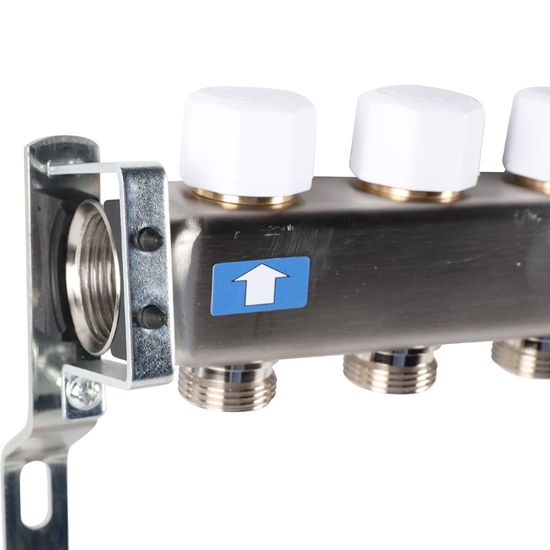 Коллектор Rommer 1"x3/4" на 9 контуров с запорными клапанами (нерж. сталь) RMS-3201-000009