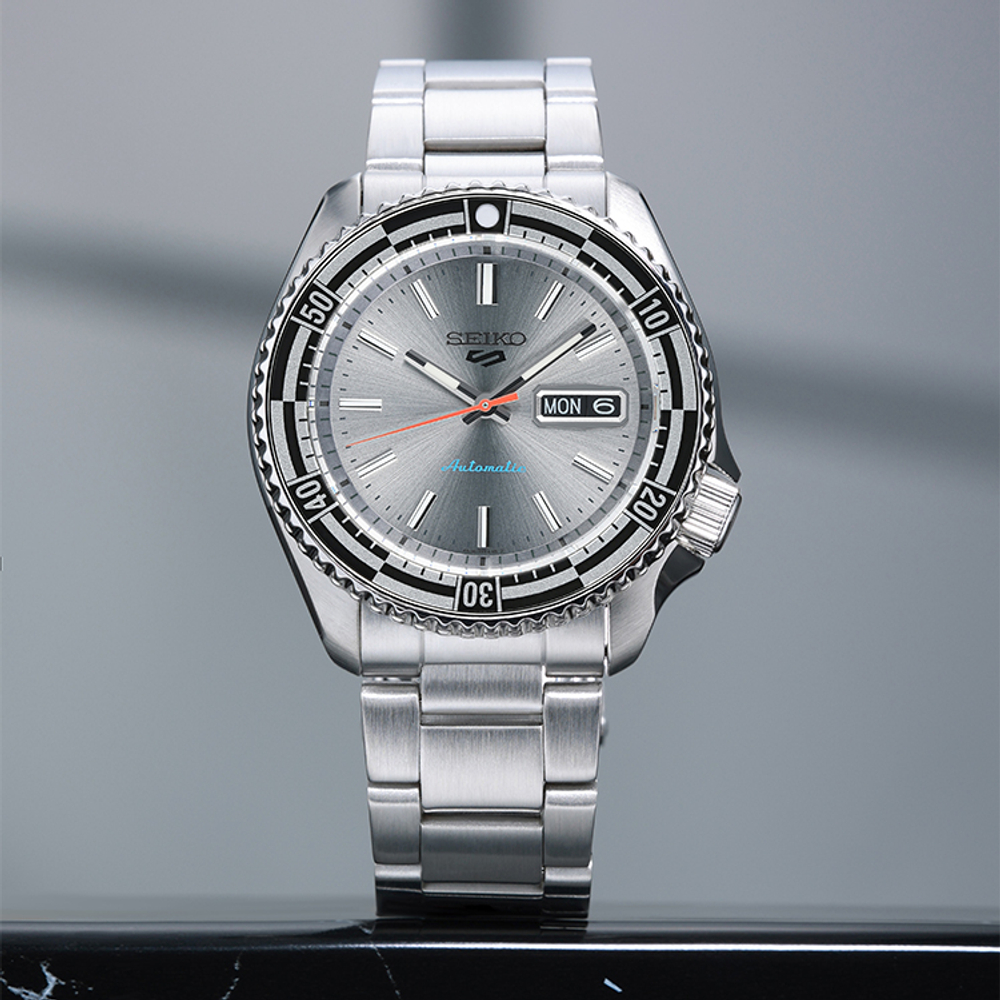 SEIKO 5 Sports Automatic Mechanical Movement Stainless Steel Strap Watch Men"s Watches Silver Dial