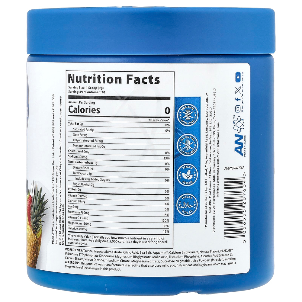 AN Supps, Hydration, ананас и клубника, 270 г (9,5 унции)