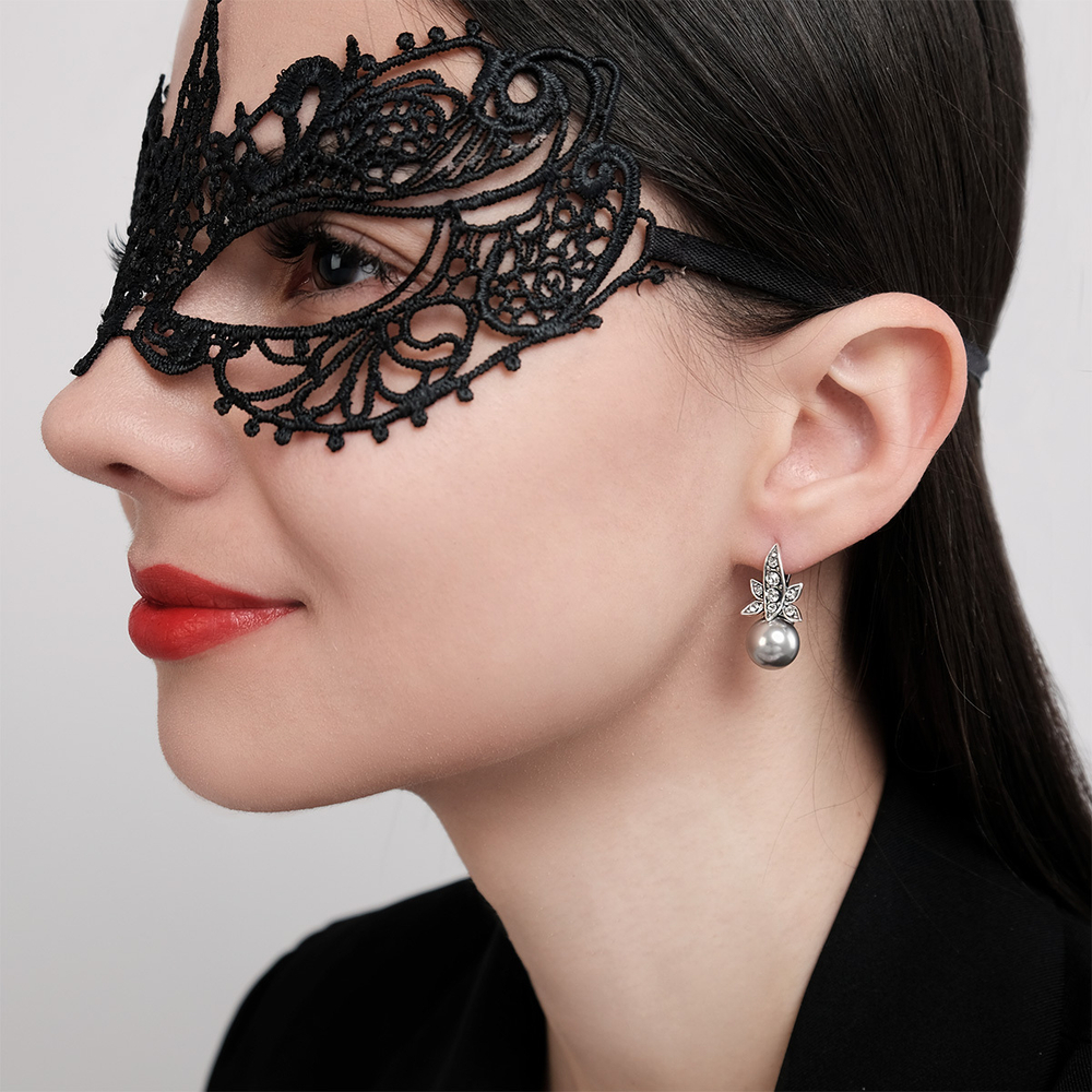 "Бралиса" серьги в серебряном покрытии из коллекции "Жемчужная рапсодия" от Jenavi с английским замком