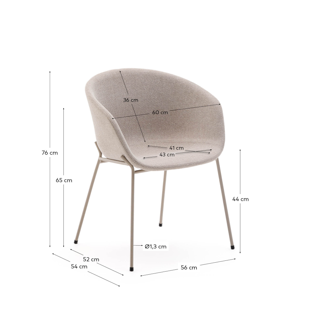 Стул Yvette из бежевого шенилла и стальными ножками бежевого цвета