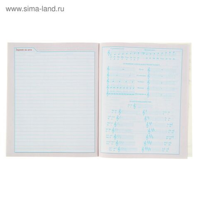 Дневник для музыкальной школы, 48 листов, Рисунки чернилами , мягкая обложка, со справочным материалом, двухцветный блок