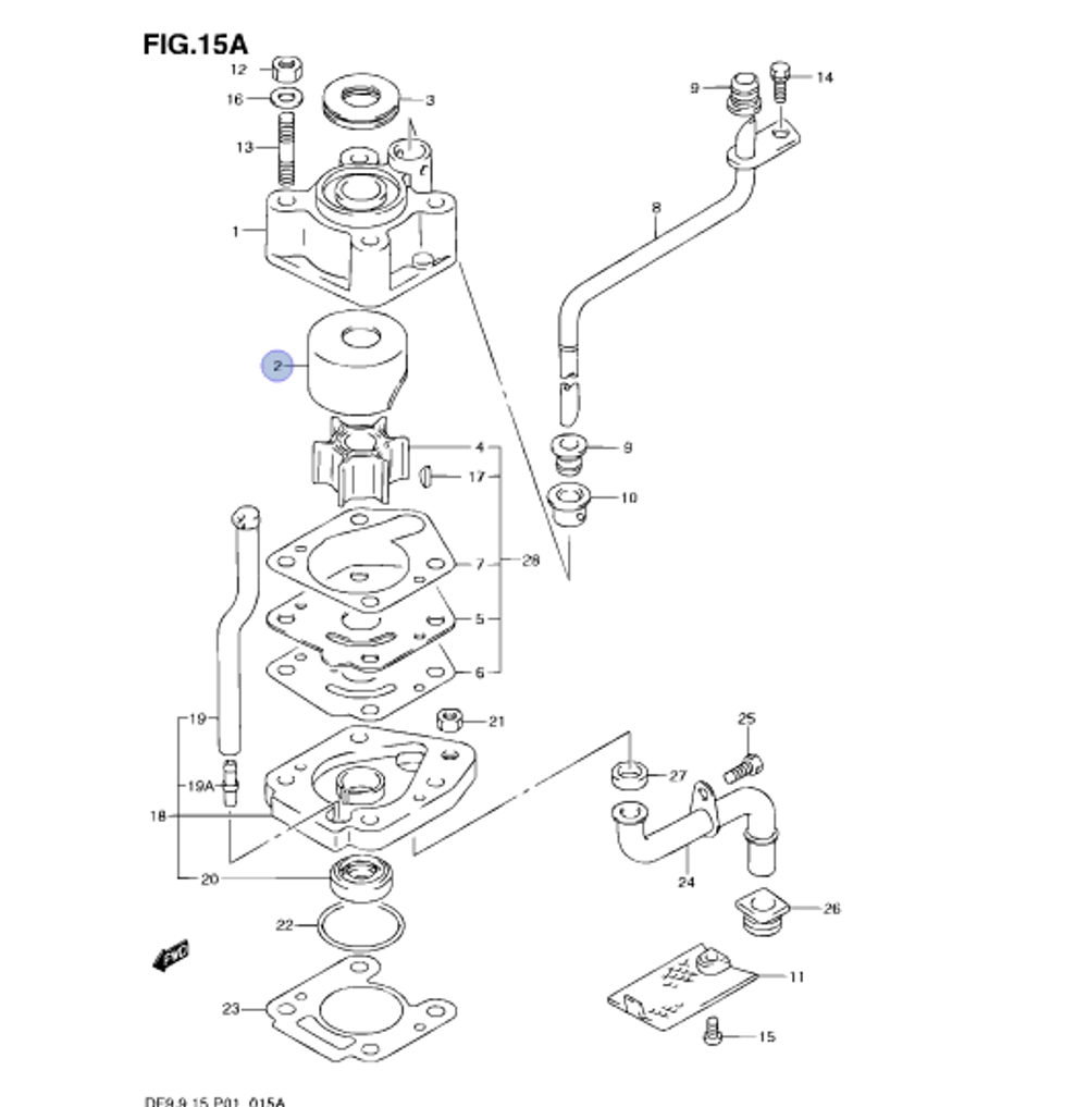 Стакан помпы Suzuki DF8-DF20