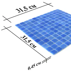 STP-BL020 Natural Плитка-мозаика для ванной комнаты из стекла Steppa синяя глянцевая