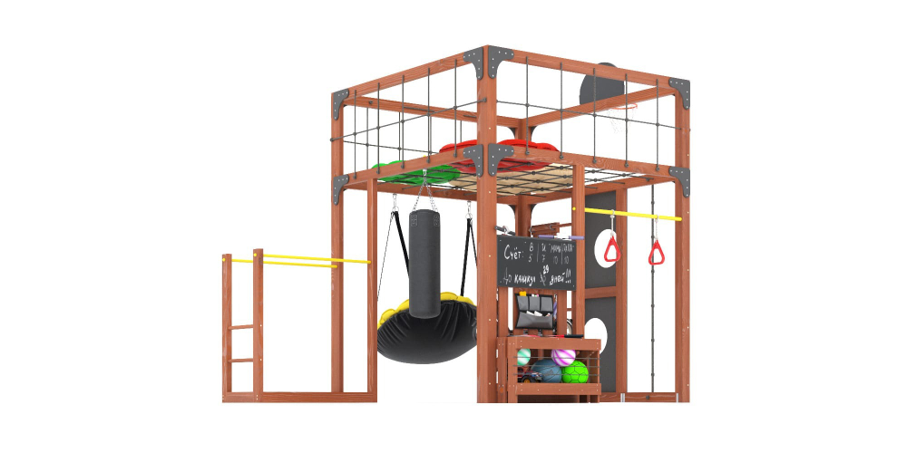 Детская площадка Савушка КУБ-1 (махагон) с подушками