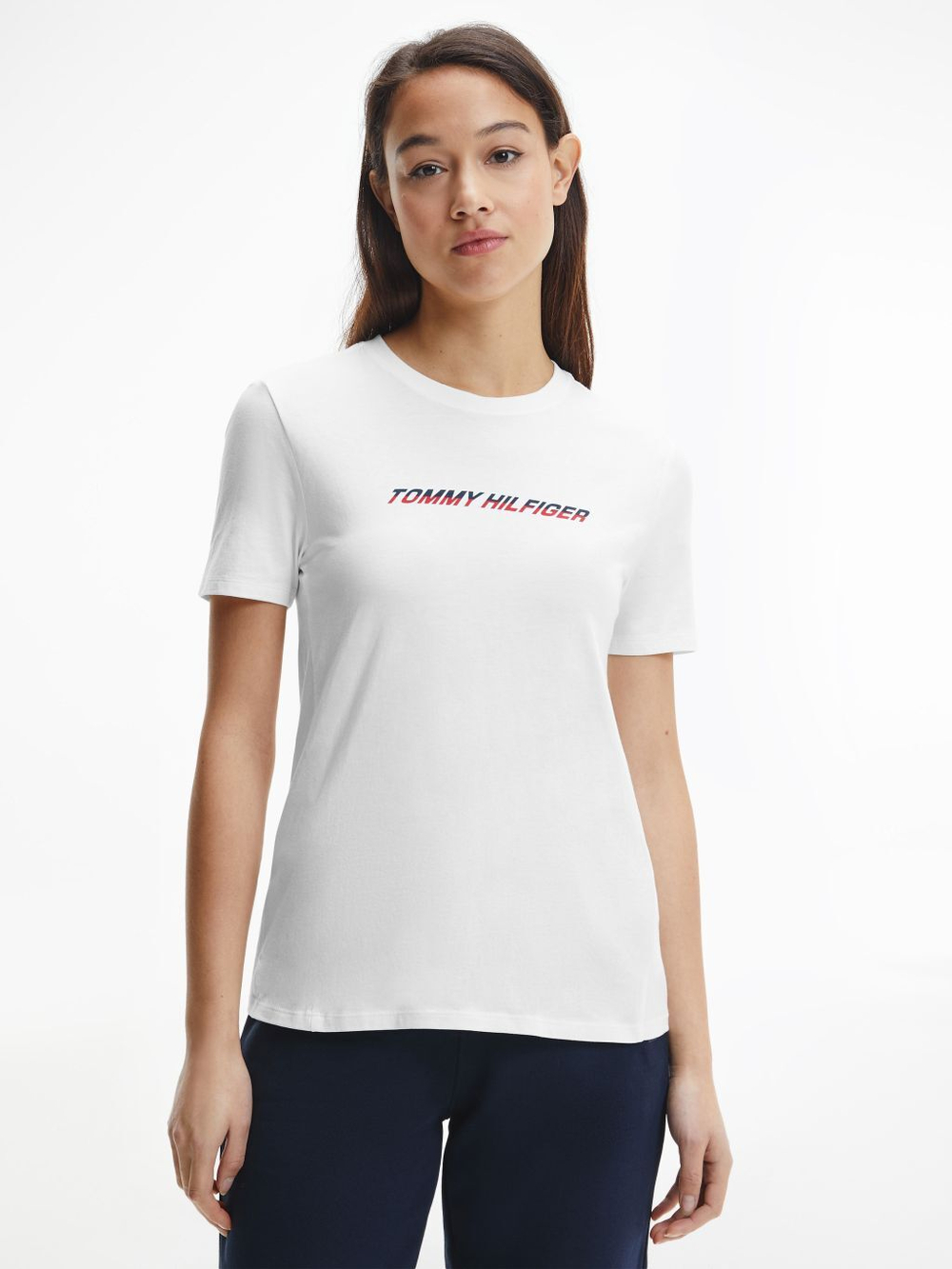 Женская теннисная футболка Tommy Hilfiger Regular Graphic C-NK Tee SS - White