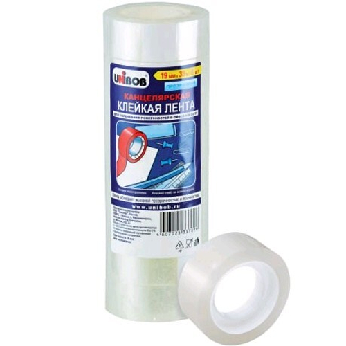 Скотч прозр.19мм*33м канцел. Unibob   цена за 8шт/уп. / 48899