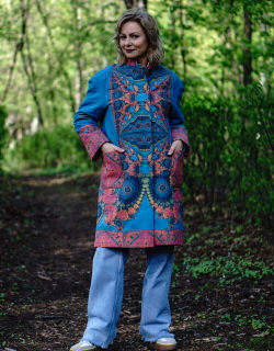 Пальто "Галактика", принт - декоративная фрактальная композиция