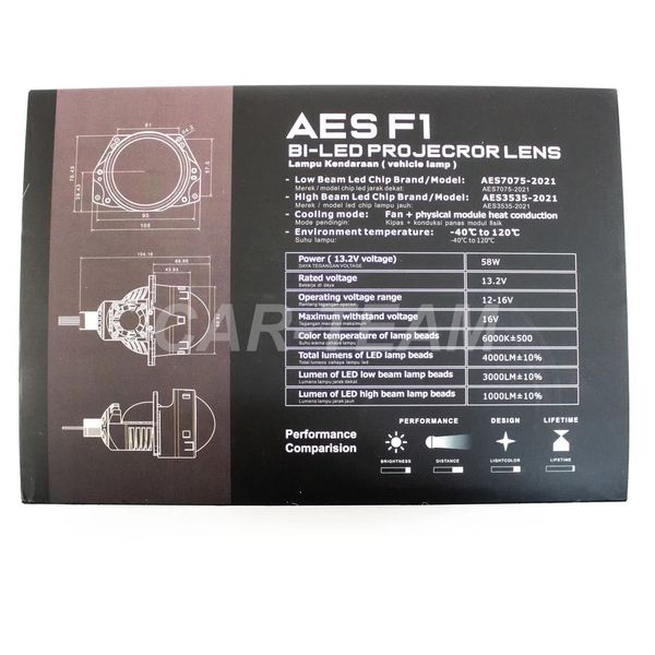 Bi-LED модули (линзы) 3.0 дюйма "AES" F1 в автомобильные в фары ближнего и дальнего света