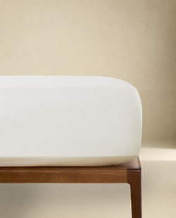 Zara Home - Простыня брюки из ситца, высота 30 см (800 нитей), экрю, 90х200х30 см