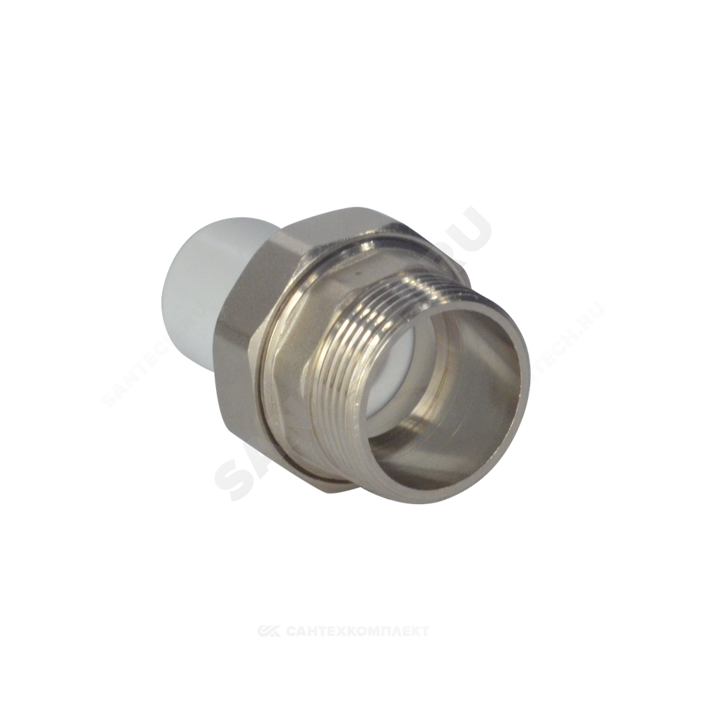 Муфта трубная PP-R комбинированная разъемная белая Дн 25х1/2" Ру25 наруж пайка/НР VALFEX 10158115