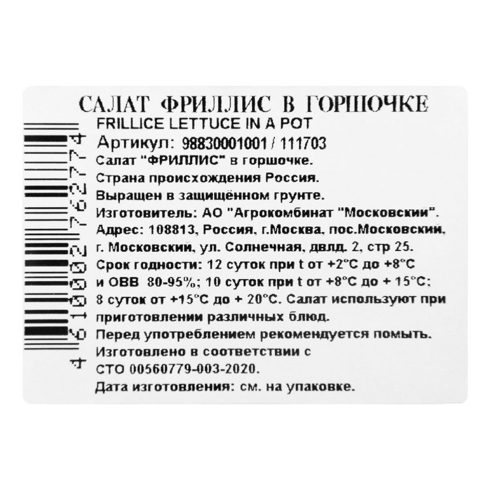 Салат Фриллис Metro Chef в горшке 150 г